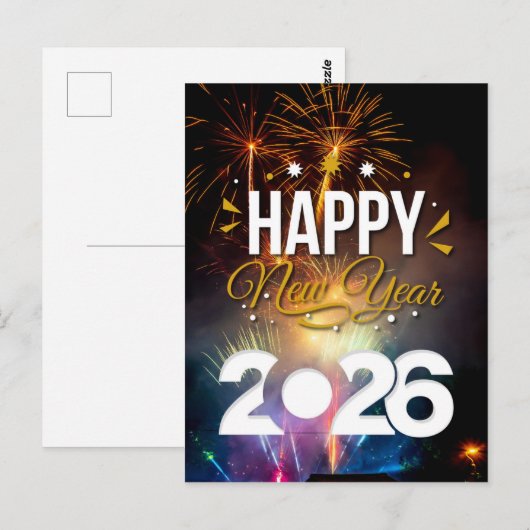 Happy New Year Postkarte (Vorne/Hinten)