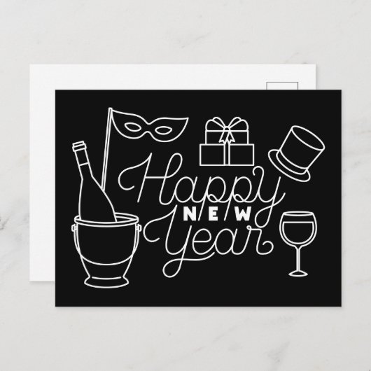 Happy New Year Postkarte (Vorne/Hinten)