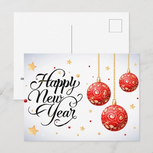 Happy New Year Postkarte (Vorne/Hinten)