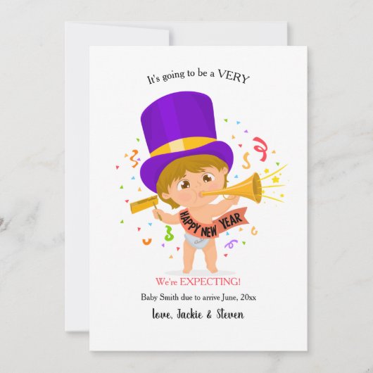 Happy New Year Pregnancy Ankündigung (Vorderseite)