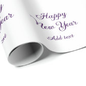 Happy new year purple calligraphy simple minimal geschenkpapier (Rolleneckpunkt)