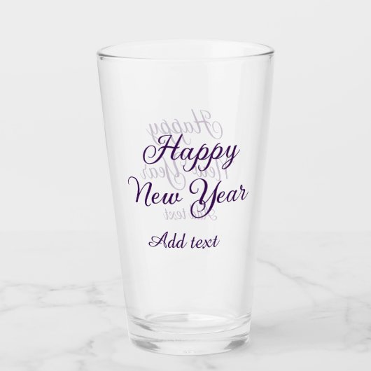 Happy new year purple calligraphy simple minimal glas (Vorderseite)