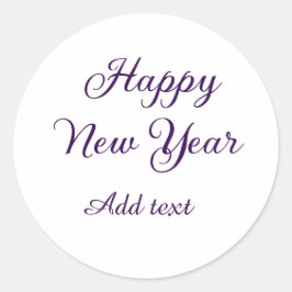Happy new year purple calligraphy simple minimal  runder aufkleber