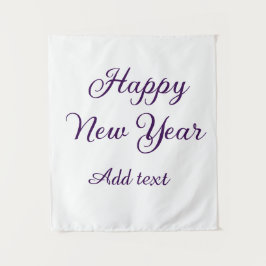 Happy new year purple calligraphy simple minimal  wandteppich
