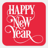 Happy New Year Quadratischer Aufkleber (Vorderseite)
