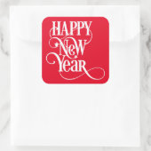 Happy New Year Quadratischer Aufkleber (Tasche)