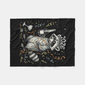 Happy New Year Raccoon With Champagne Funny New Ye Fleecedecke (Vorderseite (Horizontal))