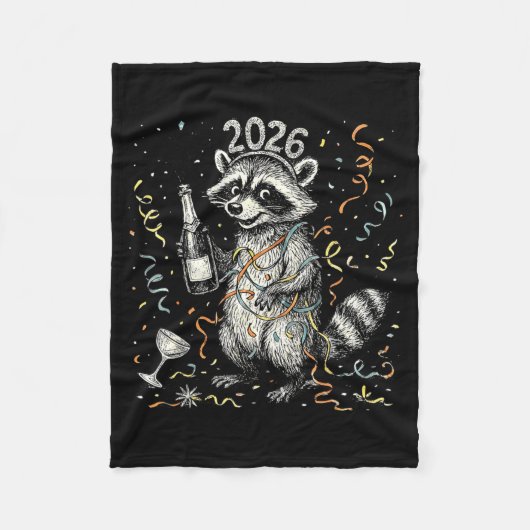 Happy New Year Raccoon With Champagne Funny New Ye Fleecedecke (Vorderseite)