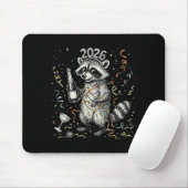 Happy New Year Raccoon With Champagne Funny New Ye Mousepad (Mit Mouse)