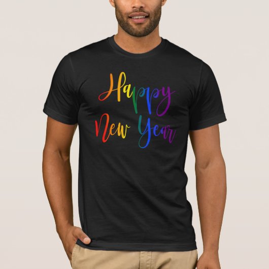 Happy New Year Rainbow LGBTQ Gay Pride Weihnachten T-Shirt (Vorderseite)