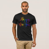 Happy New Year Rainbow LGBTQ Gay Pride Weihnachten T-Shirt (Vorne ganz)