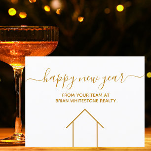 Happy New Year Real Anwesen Company Gold Corporate Postkarte