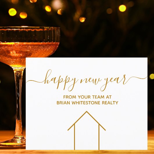 Happy New Year Real Anwesen Company Gold Corporate Postkarte