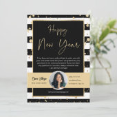 Happy New Year Real Anwesen Foto Danke Karte (Stehend Vorderseite)