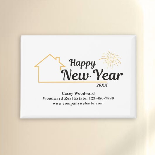 Happy New Year | Real Anwesen Modernes Personalisi Magnet