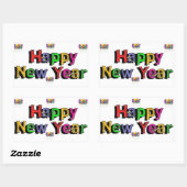 Happy New Year Rechteckiger Aufkleber (Blatt)