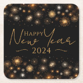 Happy New Year Rechteckiger Pappuntersetzer (Vorderseite)