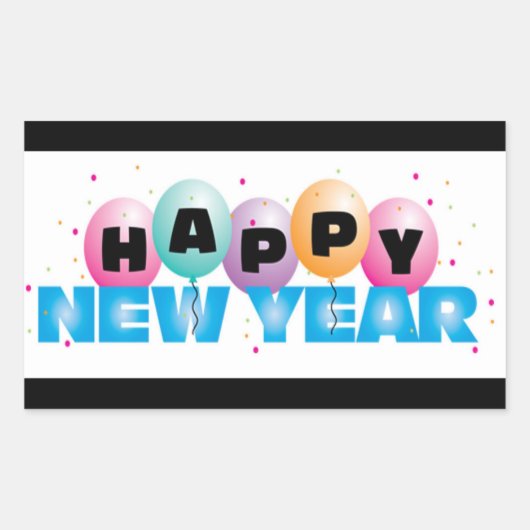 Happy New Year Rectangle Stickers (Vorderseite)