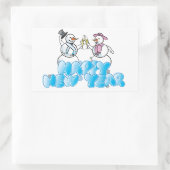 Happy New Year Rectangle Stickers/Snowmen Rechteckiger Aufkleber (Tasche)