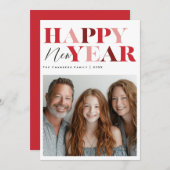 Happy New Year Red Design Feiertagskarte (Vorne/Hinten)