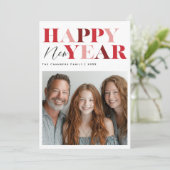 Happy New Year Red Design Feiertagskarte (Stehend Vorderseite)