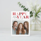 Happy New Year Red Design Feiertagspostkarte (Stehend Vorderseite)