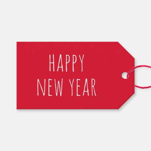 Happy New Year | Red Festivals Moderne Feier Geschenkanhänger (Vorderseite (Horizontal))