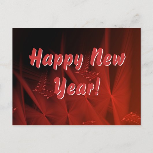 Happy New Year Red Gleem Abstraktes Fraktal Kunst Postkarte (Vorderseite)