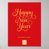 Happy New Year Red Gold Business Logo Poster (Vorne)
