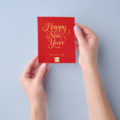 Happy New Year Red Gold Script Business-Logo Flyer (Gruppe)