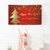 Happy New Year ,Red , Gold Weihnachtsbaum Banner (Insitu)