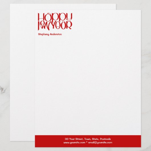 Happy New Year Red Letterhead Briefbogen (Vorne/Hinten)