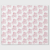 Happy New Year Red Script Wrapping Paper Geschenkpapier (Flach)