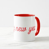 Happy New Year Red & White Ceramic Mug Tasse (VorderseiteRechts)