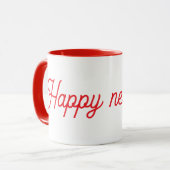 Happy New Year Red & White Ceramic Mug Tasse (Vorderseite Links)