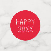 Happy New Year Red White Custom Number Moderne Konfetti (Klein Vorderseite)