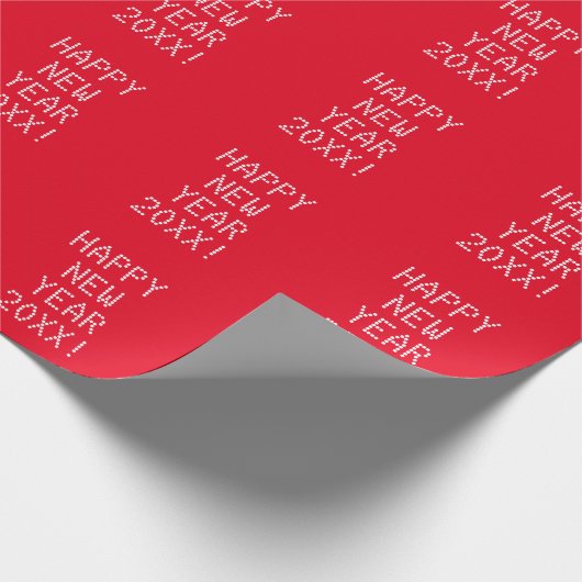 Happy New Year Red White Custom Text modern Geschenkpapier (Ecke)