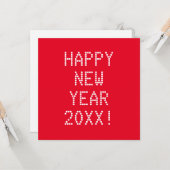 Happy New Year Red White Custom Text modern Karte (Vorderseite/Rückseite Beispiel)