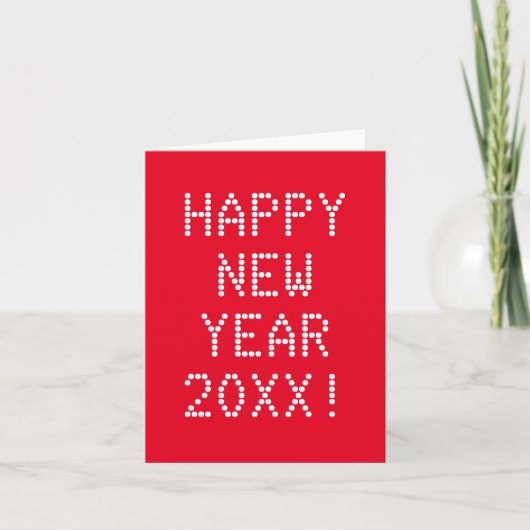 Happy New Year Red White Custom Text modern Karte (Vorderseite)