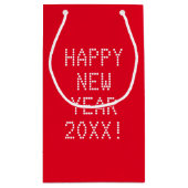 Happy New Year Red White Custom Text modern Kleine Geschenktüte (Rückseite)