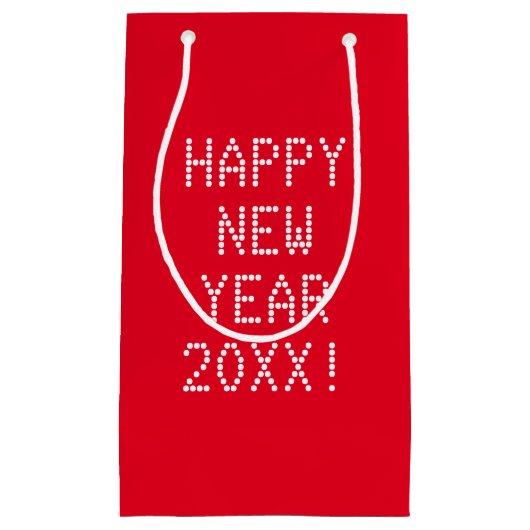 Happy New Year Red White Custom Text modern Kleine Geschenktüte (Vorderseite)