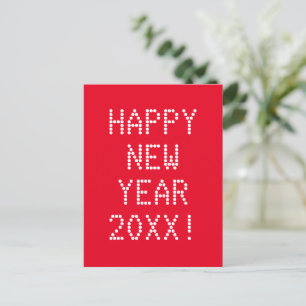 Happy New Year Red White Custom Text modern Postkarte