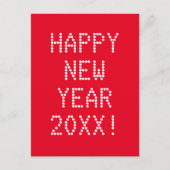 Happy New Year Red White Custom Text modern Postkarte (Vorderseite)