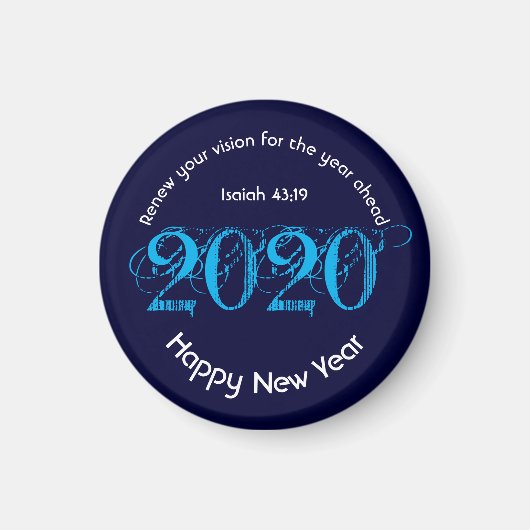 Happy New Year RENEW VISION 2020 Stilvoll BLAU Magnet (Vorne)