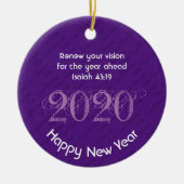 Happy New Year RENEW VISION 2020 Stilvoll LILA Keramik Ornament (Vorne)