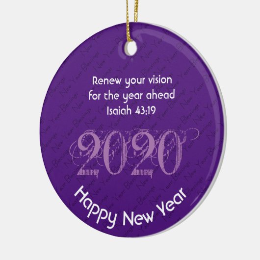 Happy New Year RENEW VISION 2020 Stilvoll LILA Keramik Ornament (Links)