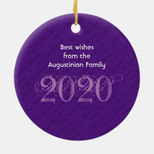 Happy New Year RENEW VISION 2020 Stilvoll LILA Keramik Ornament (Hinten)