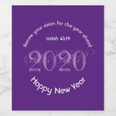 Happy New Year RENEW VISION 2020 Stilvoll LILA Weinetikett (Einzelnes Label)