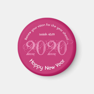 Happy New Year RENEW VISION 2020 Stilvoll PINK Magnet
