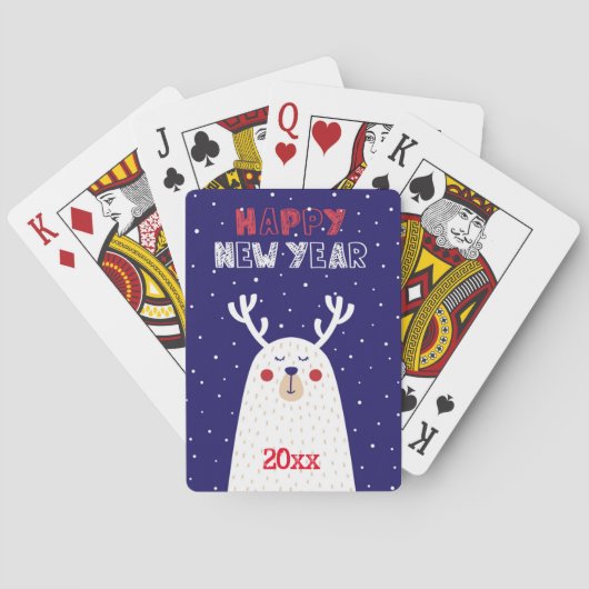 Happy New Year/Rentier Design/Spielkarten Spielkarten (Rückseite)